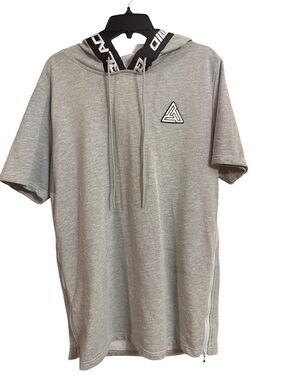 Black Pyramid Gray Short-Sleeve Hoodie Tee with Branded Neck Trim